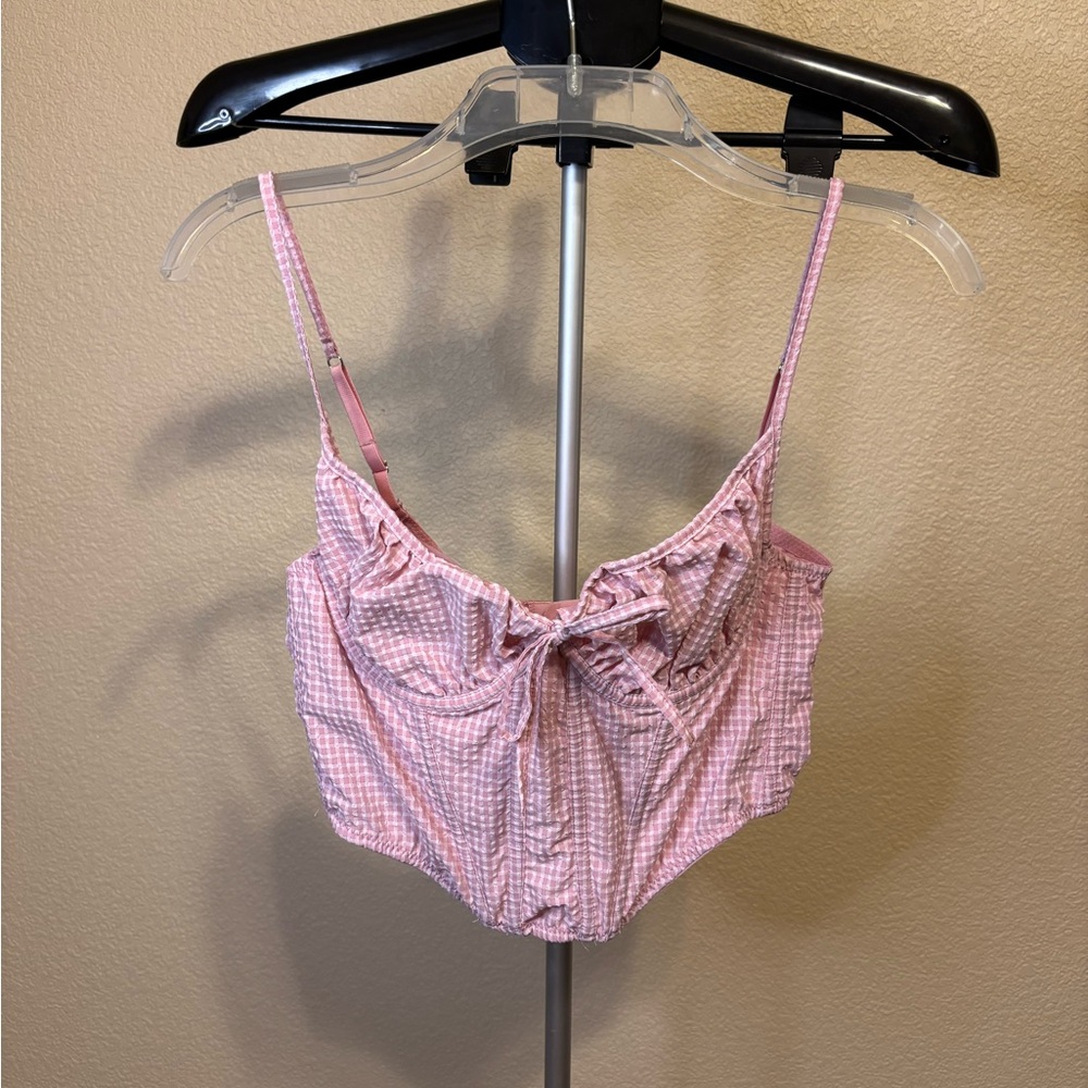 Out From Under Y2K Pink Gingham Corset Top Bustier Bralette‎ Medium